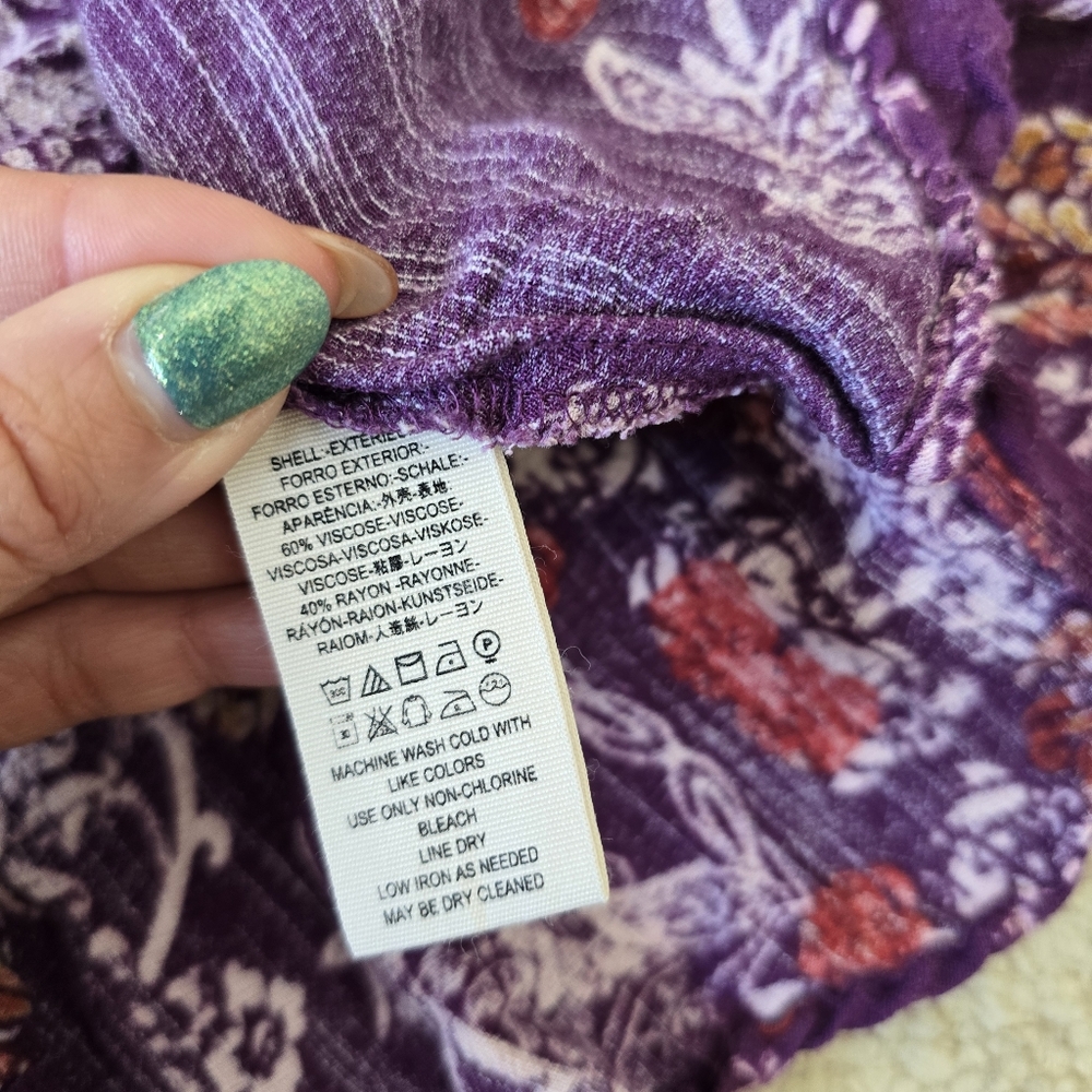 Free People Smooth Talker Plumberry Combo Printed Tunic Size Large - Picture 6 of 10